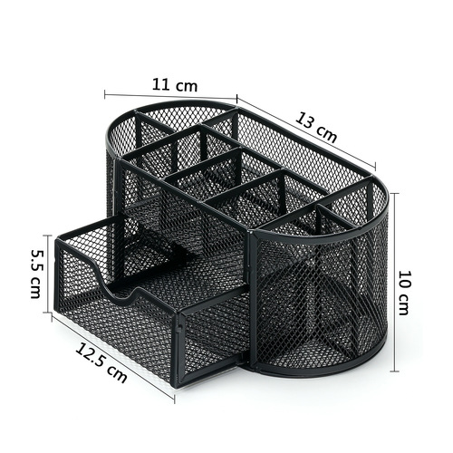 Metal pen holder wholesale nine-grid pen holder office desk stationery storage box wrought iron multi-functional divided stationery tray