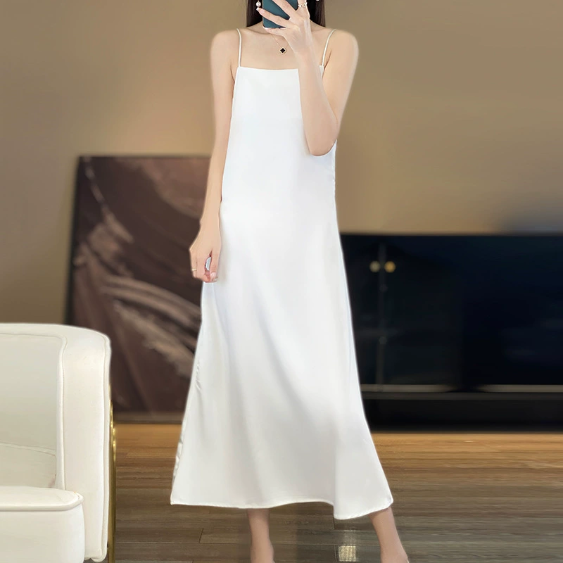 Summer long dress, solid long skirt sleevless, bright catchy style, lifting effect