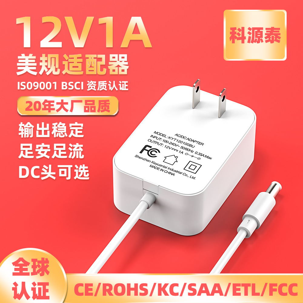 12v1a电源中规3c认证智能音箱加湿器植物镜子灯扫地机24w适配器