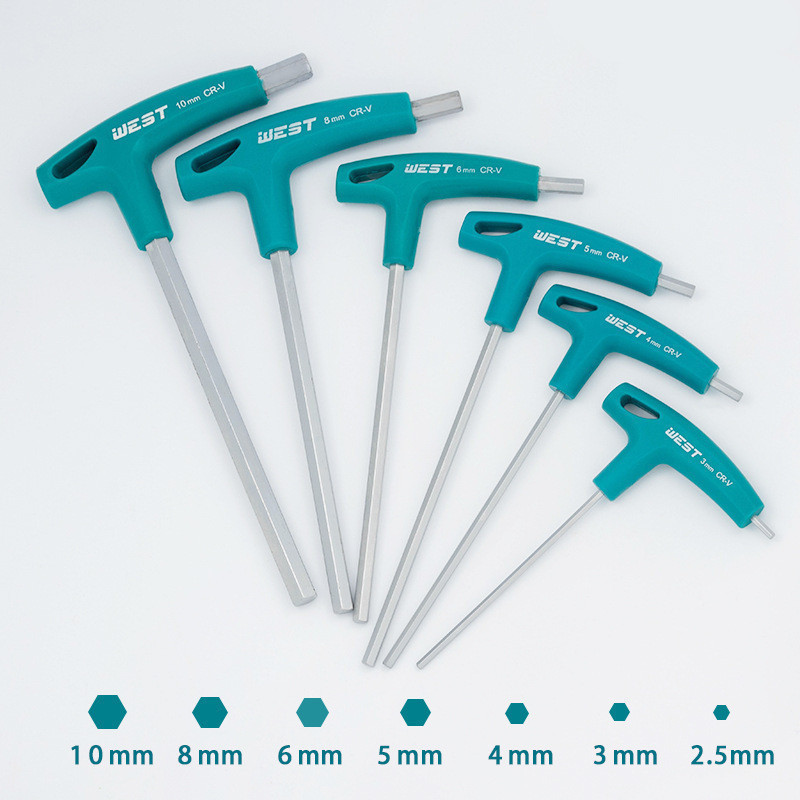 S2 Weihao T-shaped Allen Wrench L-shaped Double-head Lengthening Rubber Handle Allen Grip 7 Crutch Flat Hexagon Key