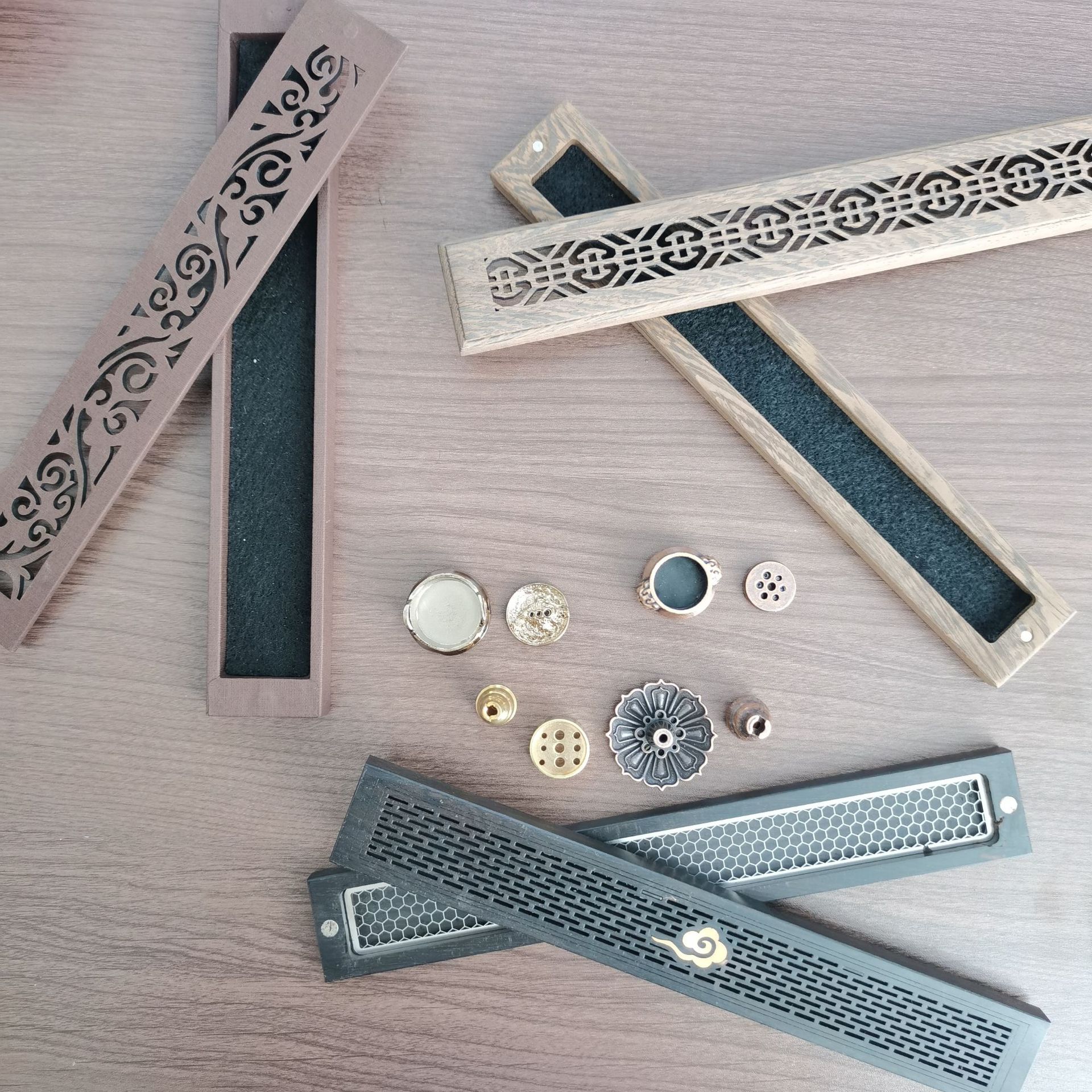 厂家批发黄铜点香器点香盒 香插木质点香盒 盘香线香 沉香 檀香