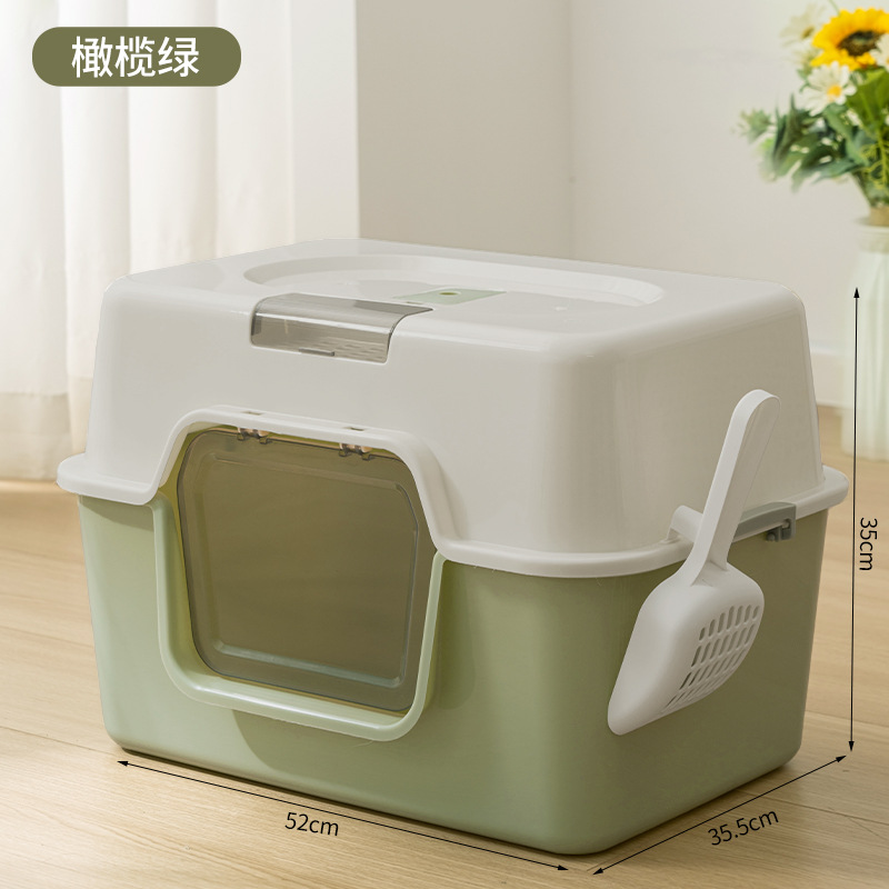 Basina de arena para gatos super grande totalmente cerrada anti-spillado anti-olor super grande inodoro para gatos para gatos