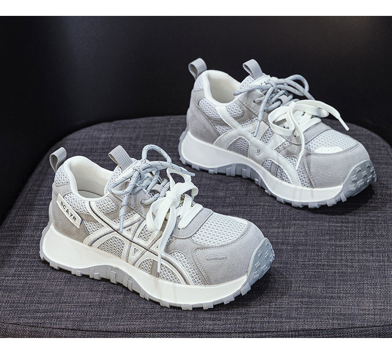 Giày sneaker nữ đế dày phong cách Đức Huấn (German Trainer) mùa xuân 2026, đế bánh mì ôm eo, phối màu trẻ trung — Be 5025, Xám 5025, Vàng 5025 chi tiết 21