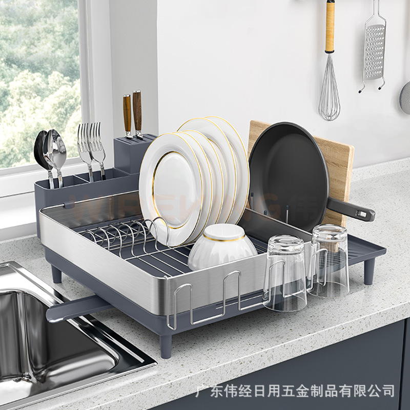 Estante de almacenamiento de cocina multifuncional de doble capa plegable y estirable para el hogar transfronterizo