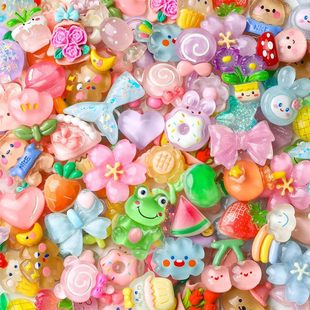 Cute Cartoon Solid Color Transparent Mixed Resin Accessories Cream Glue DIY Small Accessories Material Mobile Phone Case Water Cup Sticker