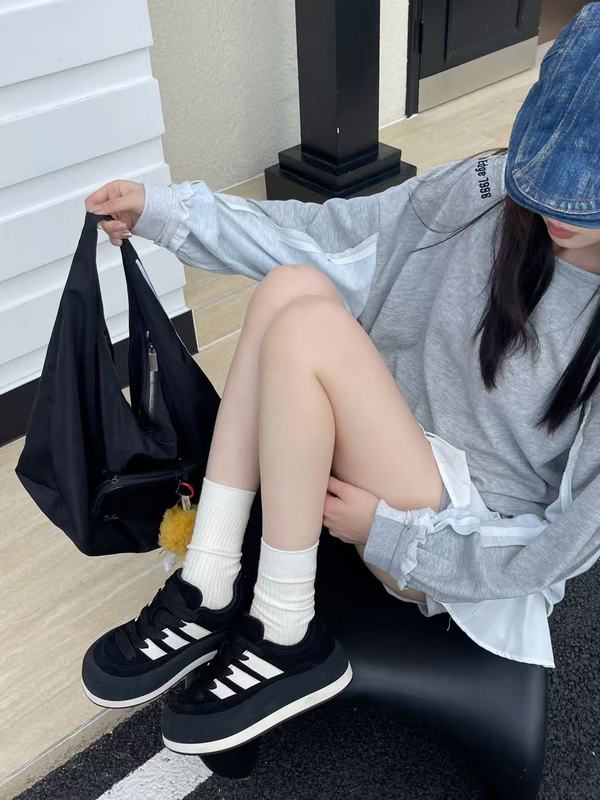 欧货厚底面包鞋女2025秋季新款百搭增高运动鞋轻便休闲松糕德训鞋|undefined
