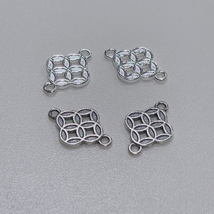 S925 sterling silver old double-sided hollow money copper silver accessories bracelet diy silver factory wholesale connector