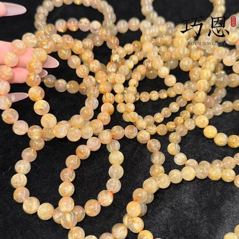 巧恩珠宝天然金发晶手链晶体通透发丝清晰散珠手串水晶手链工厂|undefined