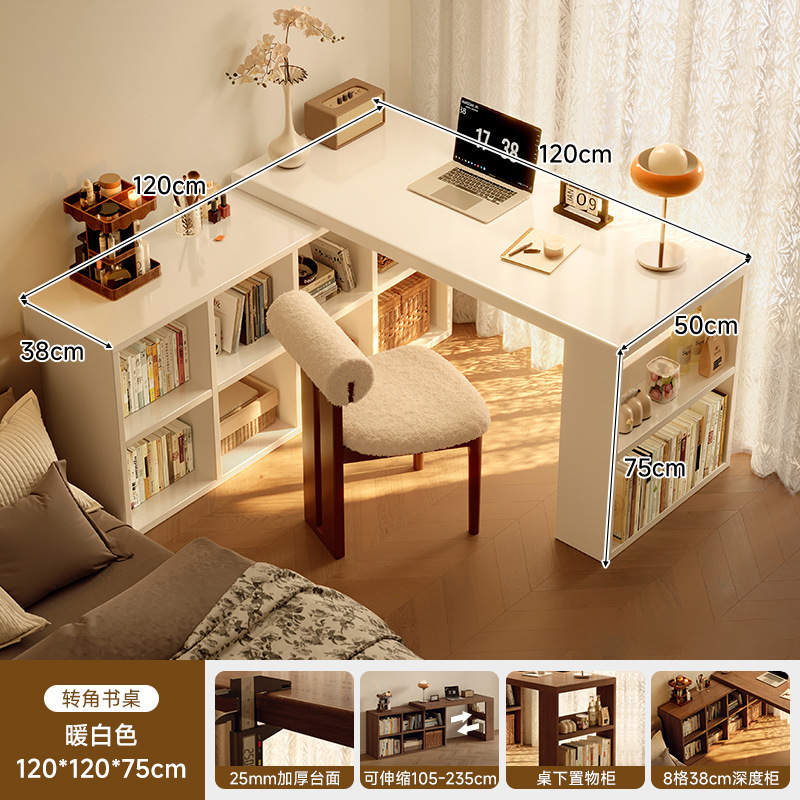 Esquina de madera maciza, escritorio, estantería, mesa integrada, dormitorio, hogar, tocador para estudiantes, escritorio para computadora en forma de l, oficina