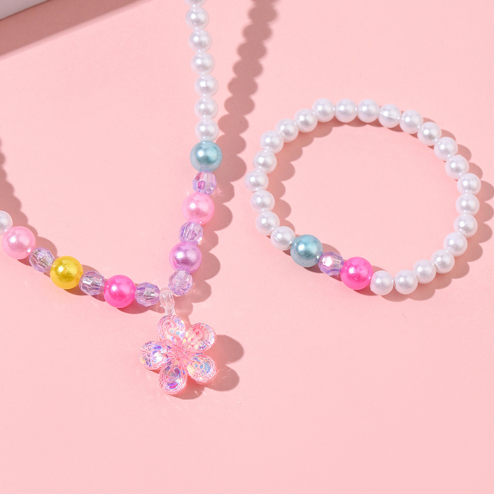 Süss Blume Kunststoff Handgemacht Künstliche Perlen Halskette Mit Anhänger Armbänder display picture 3