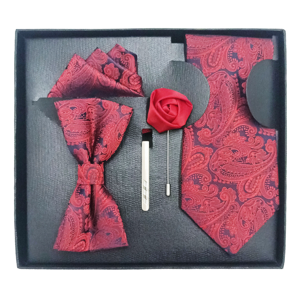 Directo de fábrica desgaste formal hombres corbata cuadrada bufanda caja regalo moda boda cena novio pajarita traje