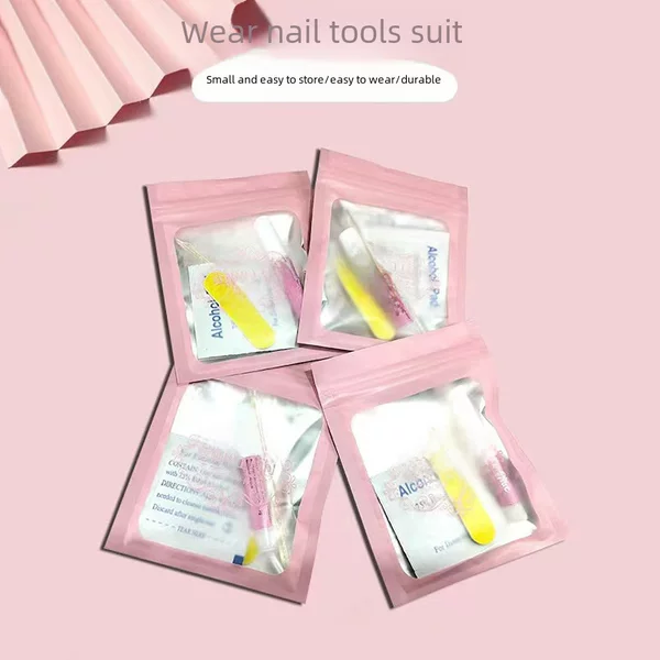 Wear nail kit nail kit glue Jelly Glue cleaning stick nail file 4-piece set 5-piece set Wholesale