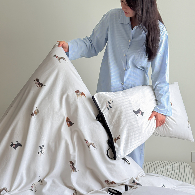 2026 Spring and Summer New Style 60-Count Washed Cotton Four-Piece Set Ins Pure Cotton Soft Forest-Style Bedding 2026 Spring and Summer New Style 60-Count Washed Cotton Four-Piece Set Ins Pure Cotton Soft Forest-Style Bedding