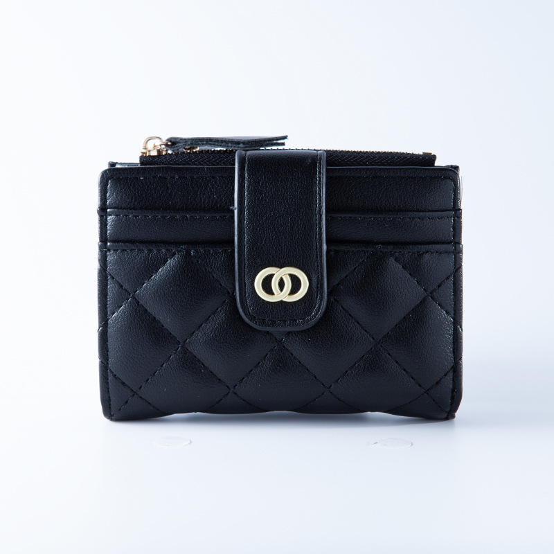 Versión coreana de la billetera de las señoras, bordado de fragancia pequeña, monedero de PU multifuncional, billetera transfronteriza de sentido avanzado para mujer