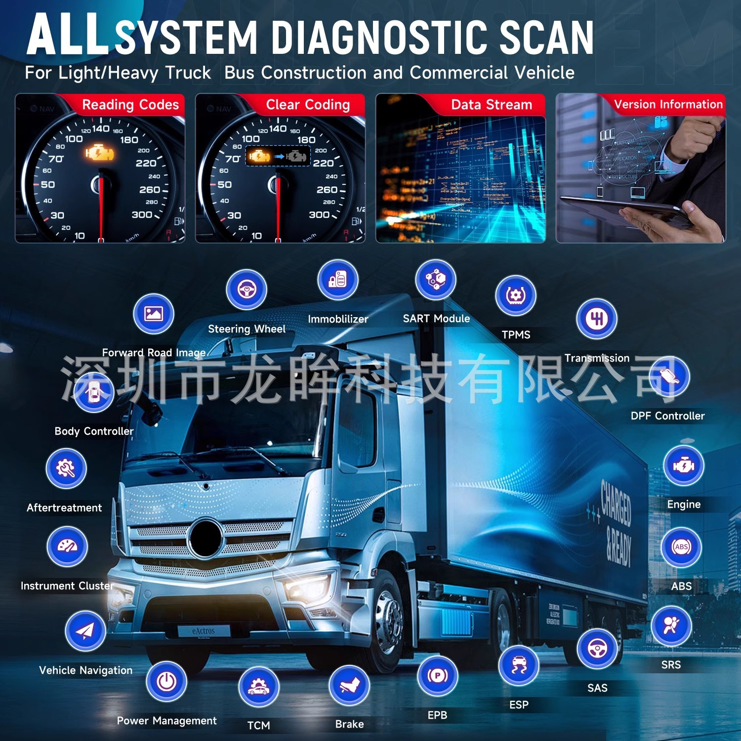Cross-border LAUNCH CRP129HD All System Heavy Duty Truck Diagnostic Scanner