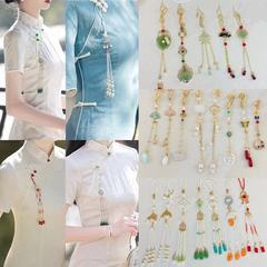 古風壓襟步蓮花珍珠流蘇蝴蝶吊墜漢服壓襟胸前掛件裝飾胸針配飾女