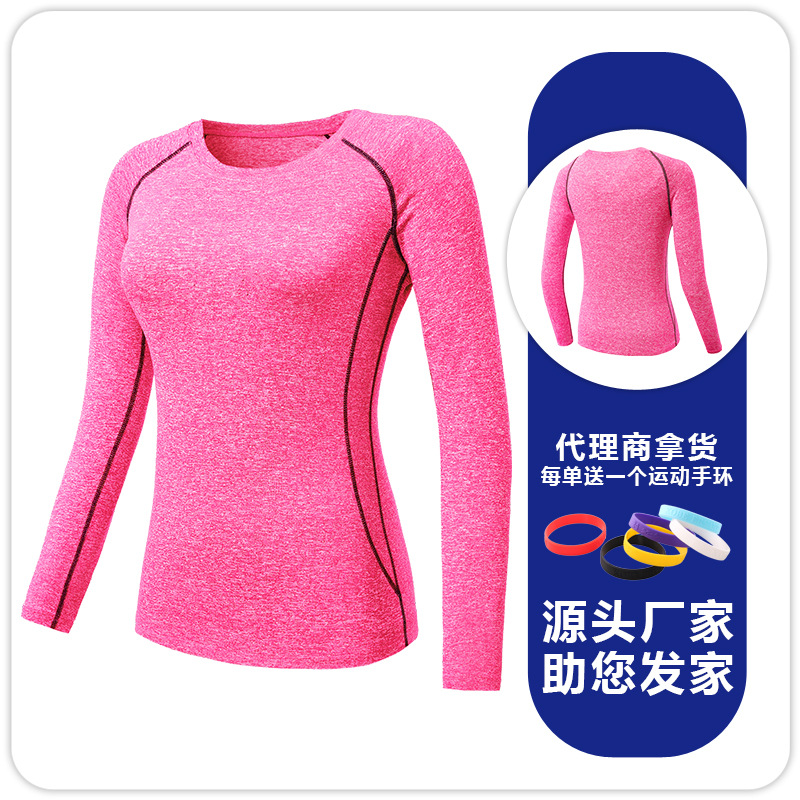 Camiseta Deportiva de Manga Larga para Mujer F8021 Seda de Leche Secado Rápido para Yoga y Running