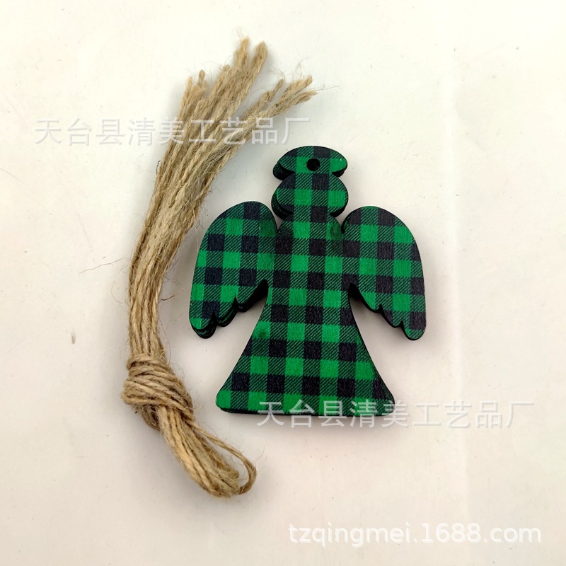 33 modelos de cuadros verdes y negros serie navideña piezas de madera colgante de decoración navideña se pueden combinar libremente 10 piezas en un paquete