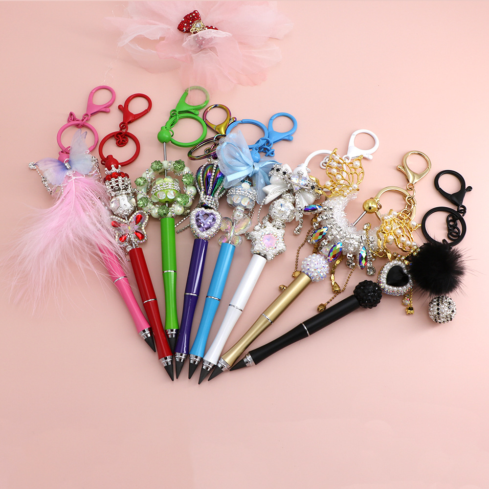 Suministro con Escondida borrador afilado-lápiz libre estudiante pintura DIY llavero portátil con cuentas de lápiz