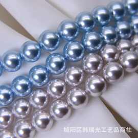 彩色施家水晶玻璃全孔珍珠 散珠串珠仿珍珠项链手链DIY饰品配件