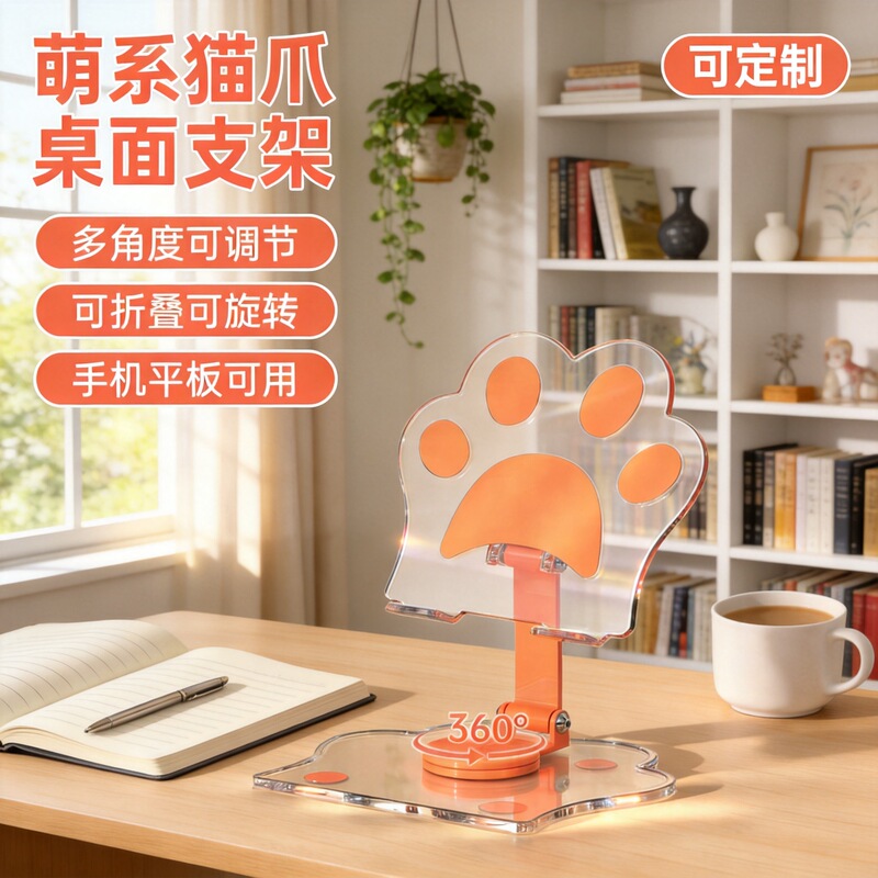 Cute transparent acrylic tablet phone stand creative rotating folding adjustable support frame lazy desktop stand