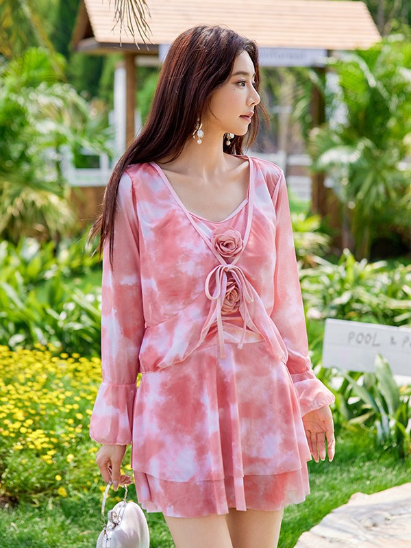 Traje de baño dividido Mujer talla grande Fat mm Traje de tres piezas Vacaciones en aguas termales Chica gorda que cubre la carne Traje de baño de alta calidad