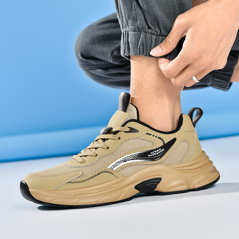 Zapatos deportivos de malla juvenil para hombres 2025 primavera y verano nuevos zapatos casuales de suela suave ligeros y transpirables zapatos de correr al aire libre