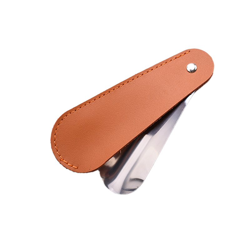 Calzador de Zapatos de Cuero, Estuche Portátil de Cuero, Herramienta Unisex para Ponerse Zapatos