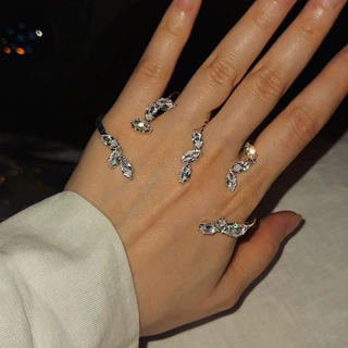 跨境热销个性几何锆石手镯配饰女欧美时尚潮流可调节水钻手饰配饰