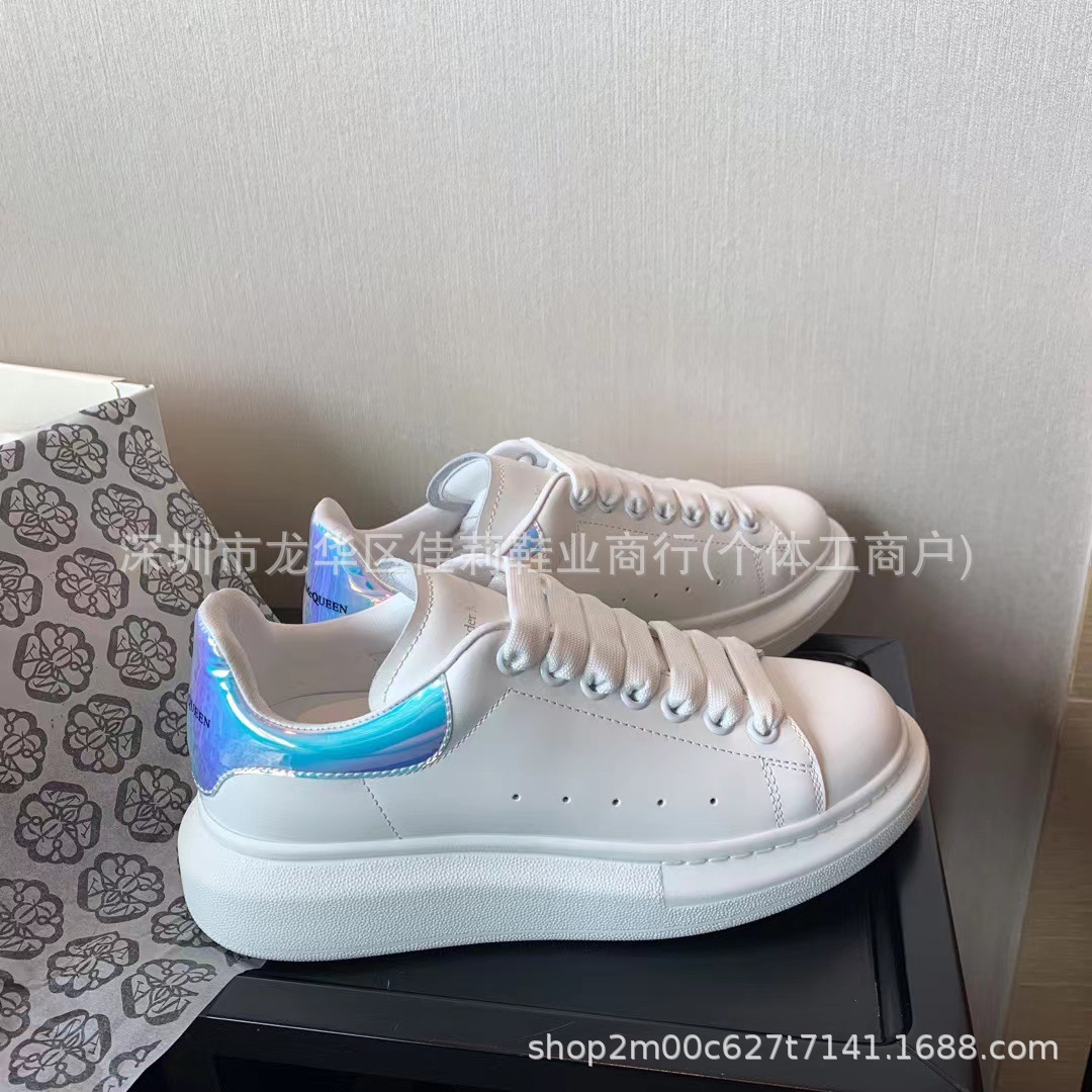 High Version in Stock, Same Day Delivery Mcqueen White Shoes for Women 2025 New Inner Heightening Sports Shoes Casual Couple Sneakers