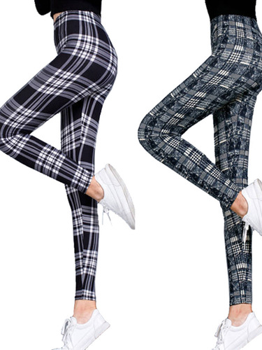 Women's milk check elastic tights   Women's milk silk plaid stretch tights