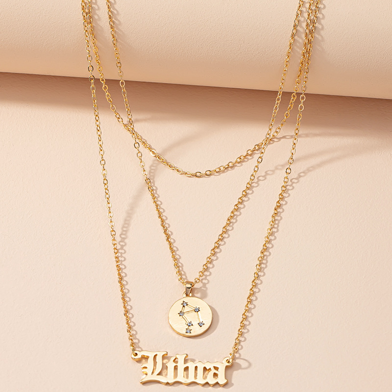 Retro Diamond-studded Symbol Clavicle Chain Twelve Constellation Necklace Letter Sweater Chain display picture 34