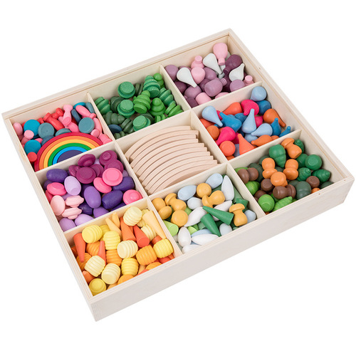 Little cute building blocks 324 pieces nine-square grid storage Waldorf creative building blocks children's educational assembly toys