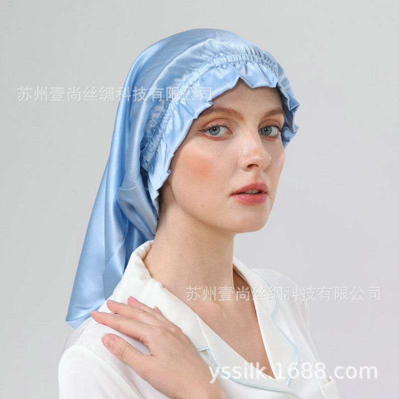アマゾンクロスボーダーシルクロングスリーピングキャップロングスリーブ帽子きくらげレース绢糸レディースホームガードロングヘア帽子