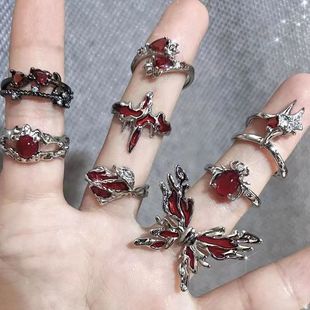 European and American punk cross butterfly personalized open ring female fashion sweet cool hot girl neutral style unique index ring