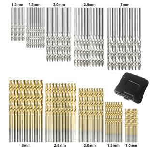 Cross-border 50pcs titanium-plated twist drill suit high-speed steel straight shank mini open-hole twist drill 1-3mm drill bit