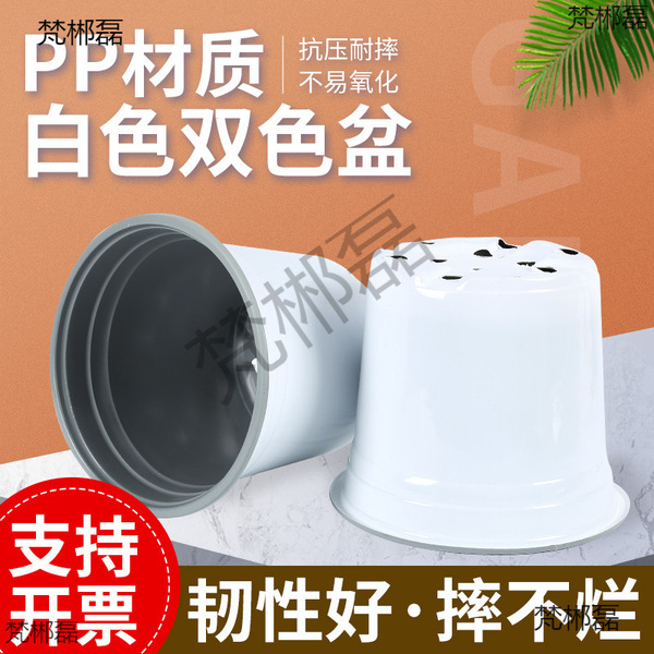 Two-color white disposable plastic flowerpot
