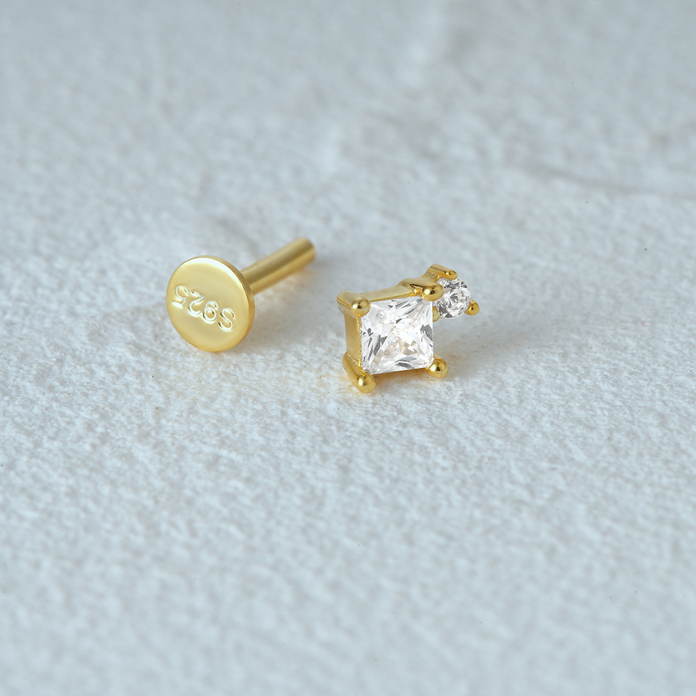 2g Weight Zircon Inlay Material Ear Studs Classification 1 Piece Quantity Daily Occasion 925 Sterling Silver Material Geometric Pattern Women's Gender Plating Design Simple Style Style 1 Piece Ear Cartilage Rings & Studs Simple Style Geometric 925 Sterling Silver Plating Zircon 36