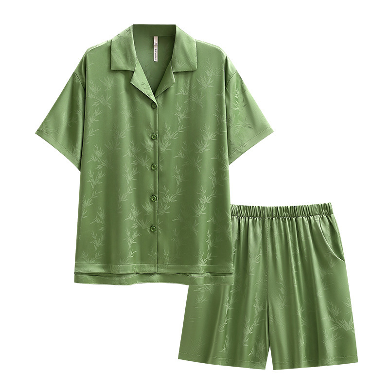 Yuenei パジャマ女性の夏のアイスシルク半袖ショーツホーム服夏のシルク薄い模擬シルクハイエンド|undefined