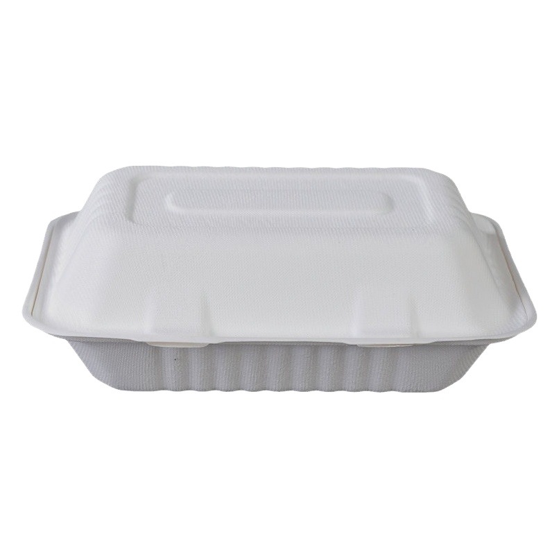 Pulpa de caña de azúcar desechable degradable caja de embalaje de platos de comedor para llevar caja de comedor de bocadillos caja de engrosamiento platos de comedor