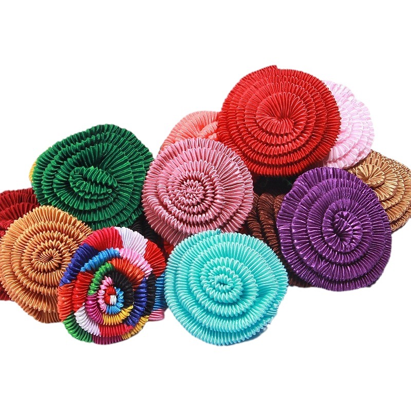 8cm Hepburn Style Curly Screw Flower Hand-filled Cotton Fabric Color Floral Dot Five-petal Flower