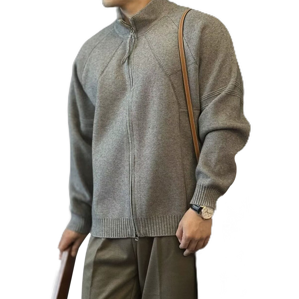 Explosiones transfronterizas de tamaño europeo suéter de cremallera doble chaqueta cardigans chaqueta suéter de punto fábrica de negocios al por mayor