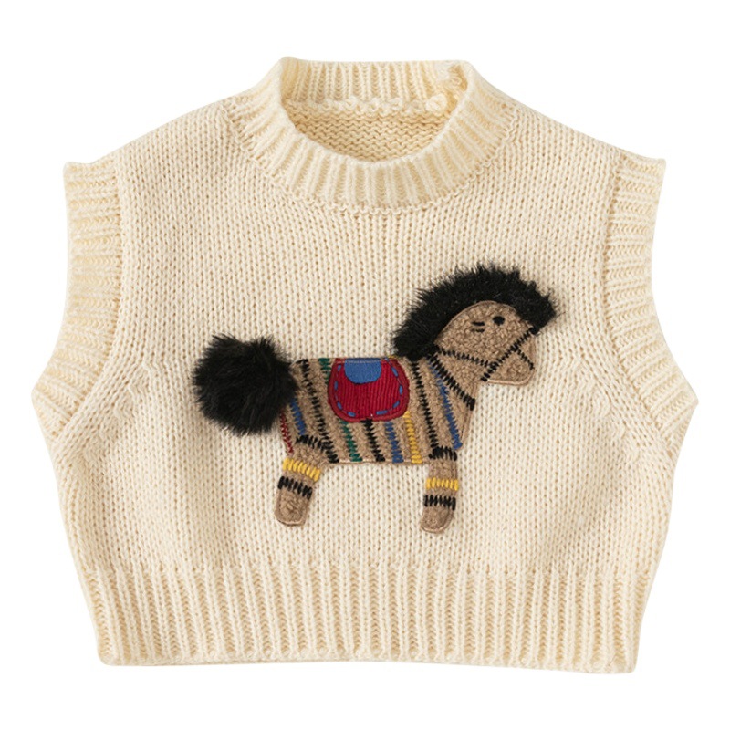 Youbao ropa para niños primavera y otoño ropa para niños chaleco para niños ropa exterior lindo bebé dibujos animados pony chaleco de punto QY23279