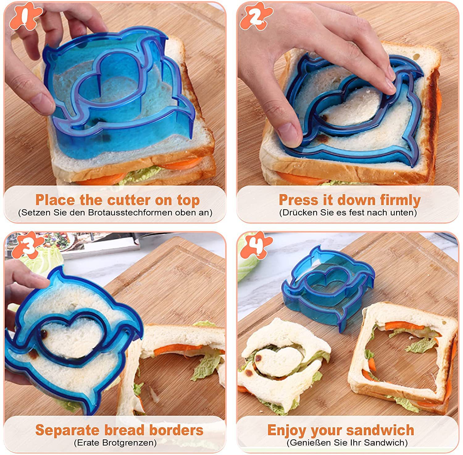 Amazon 28 piezas herramientas para hornear PS material sándwich molde de pan vegetal y fruta galleta corte caja de color image 4