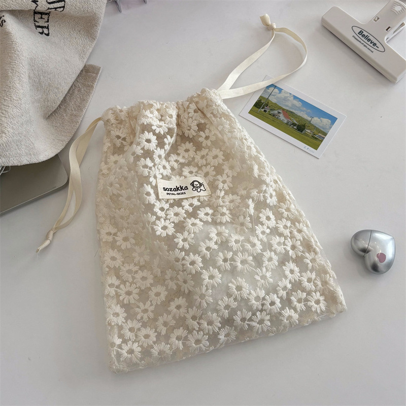 5361網糸レース刺繍デイジー収納袋束ポケット旅行スキンケア品分注袋雑物収納袋|undefined