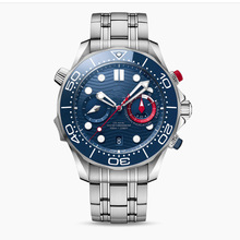 跨境独立站热销男士商务休闲手表不锈钢表盘橡胶表带6针石英手表