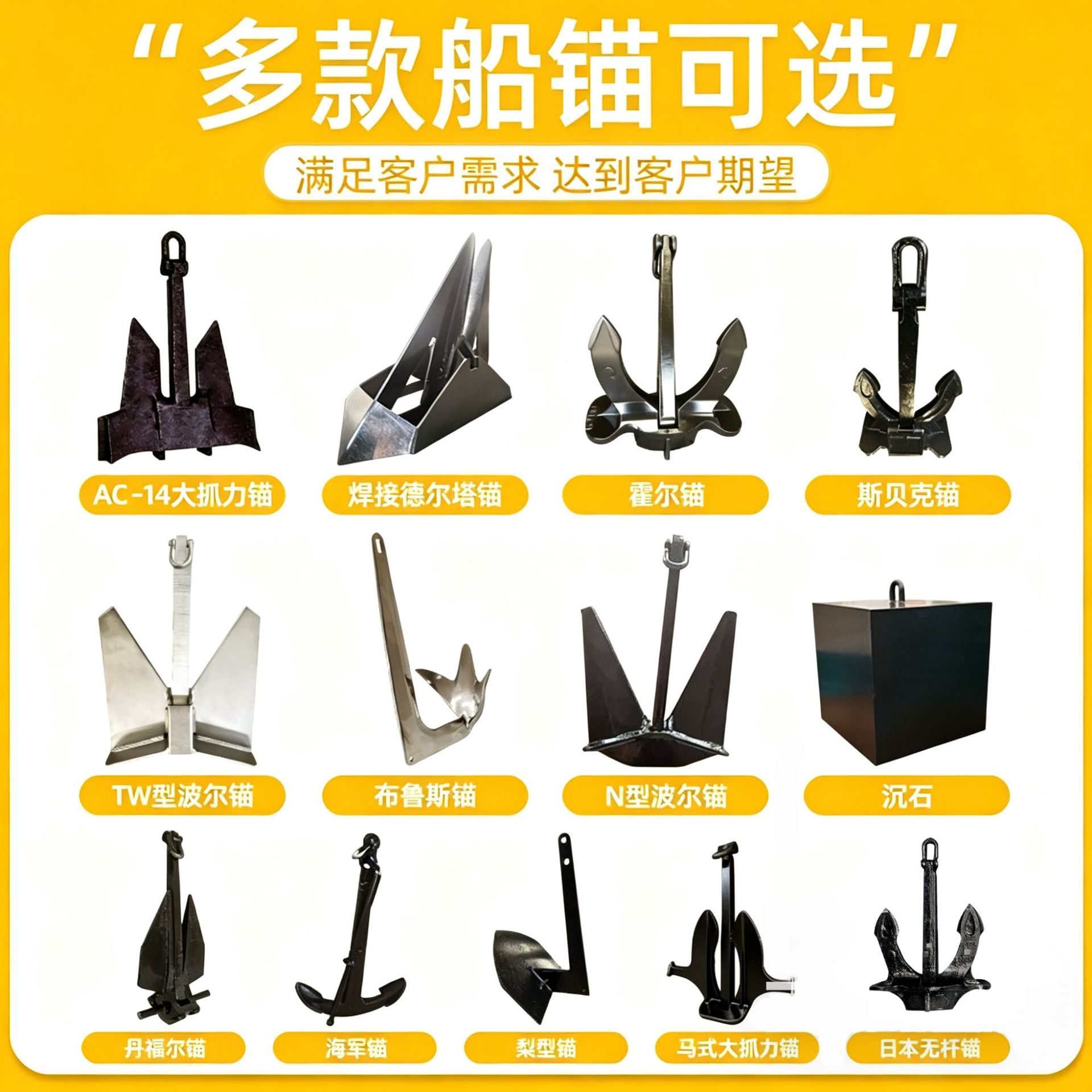 厂家直销镀锌霍尔锚斯贝克锚锚链丹福尔锚德尔塔锚海军锚船锚批发