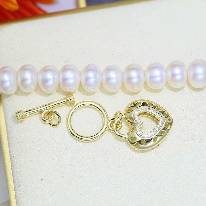 DIY配件 S925纯银镂空爱心OT搭扣 珍珠项链毛衣链扣 手链饰品扣女|ms