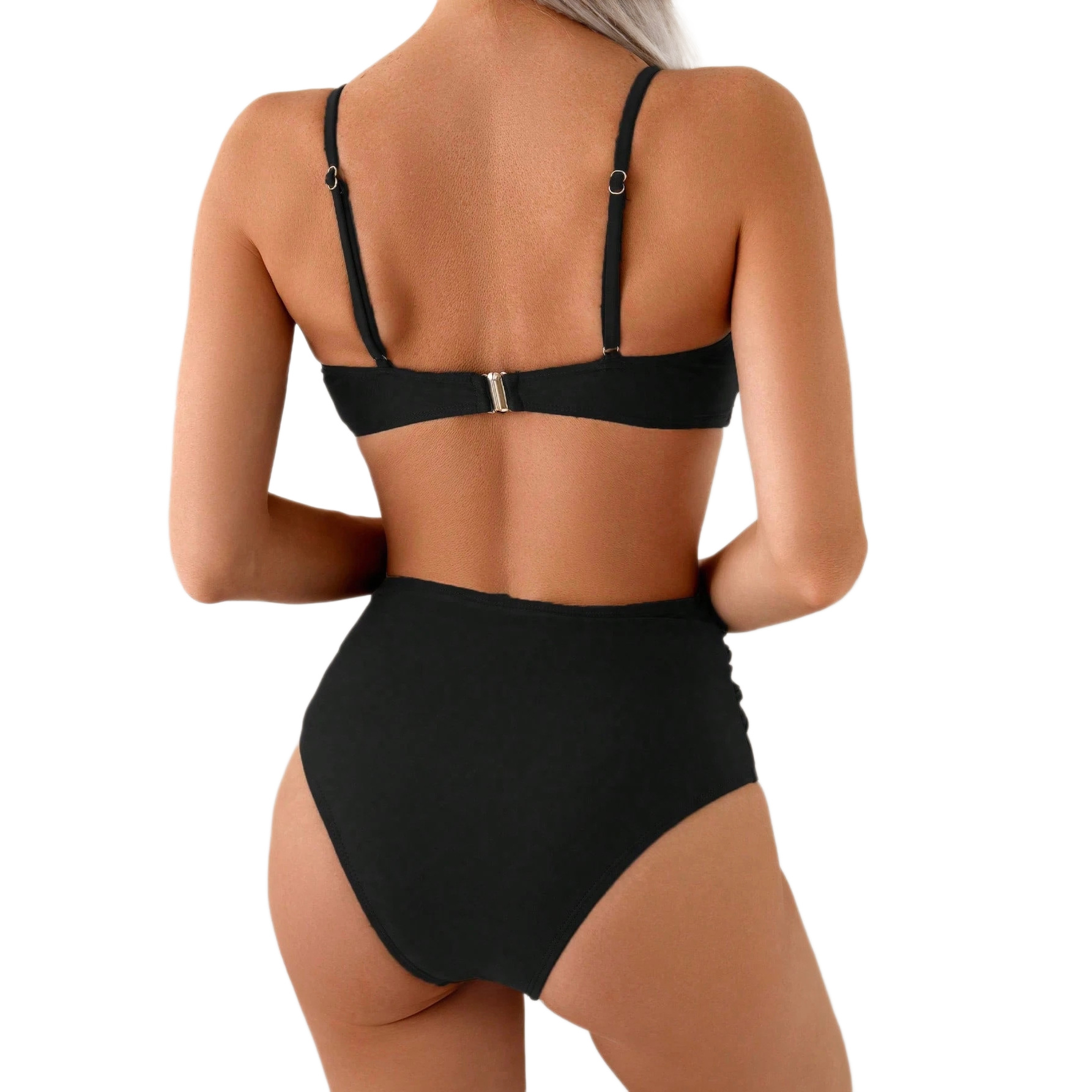 Maillot de bain une pièce sexy à bretelles fines et couleur unie pour femme, bikini de plage tendance._voghion.com