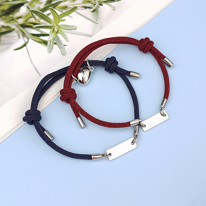 Großhandel Schmuck Herzförmige Magnete Edelstahl Paar Armband Ein Paar Set Nihao Schmuck display picture 5